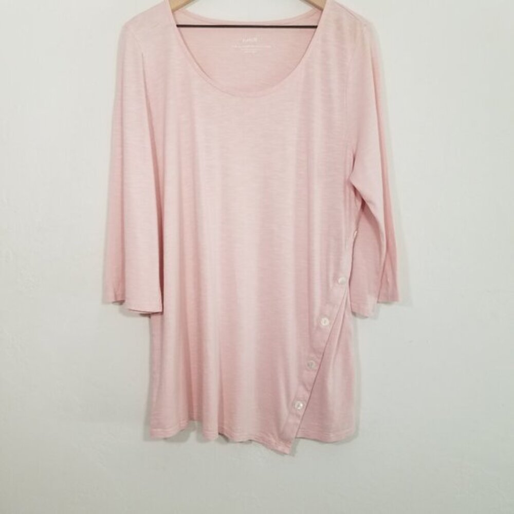 Pure Jill Asymmetric Button Tunic Top Blouse Size L
